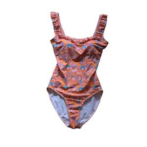 Ruffle Butts Vibrant Orange Floral One Piece